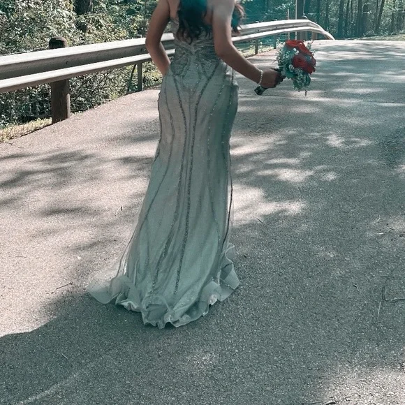 glitter knit prom dress Sweetheart Sleeveless Fitted Prom Dress Glitter-Knit Pleated Floor-Length Formal Gowns with High Slit Custom Color / US16 main image 0